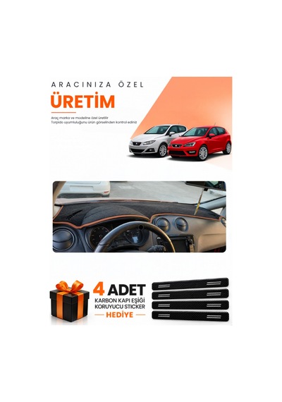 Seat Ibıza 2008-2017 Uyumlu Torpido Koruma Örtüsü Oto Kılıfı - Siyah Kahverengi