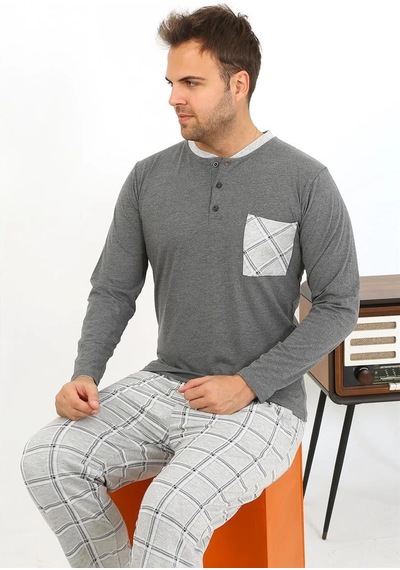 Najmaddin.com Beru Erkek Uzun Kol Penye Antrasit Pijama Takımı