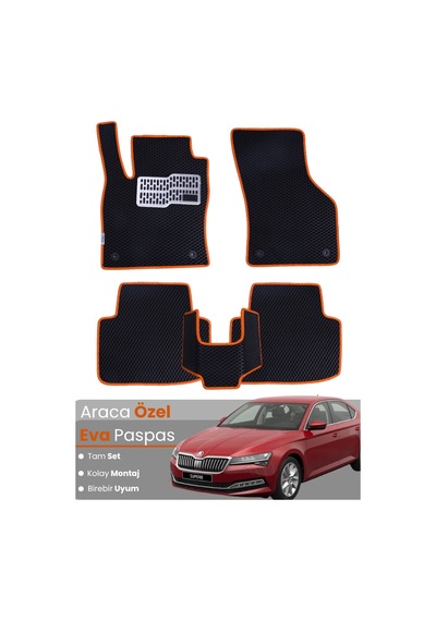 Skoda Super B 2015-2023 Uyumlu Eva Paspas Tam Set Oto Paspas,araca Özel,kolay Montaj 132
