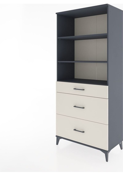 Hyperion Dolap 3 Raflı 3 Çekmeceli 88x44x195 Antrasit-aytaşı Antrasit