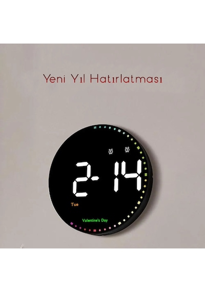 Dailytech Yuvarlar Kumandalı Dijital 10 İnç Duvar Saati Parlaklık Çalar Saat Dekor İçin Masa Saat