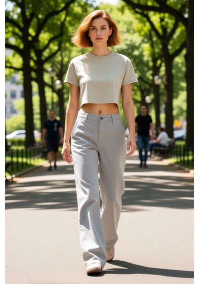 Ersefa Kadın Cool & Comfort Wide Leg Tencel Jean Pantolon Fonksiyonel Da gri