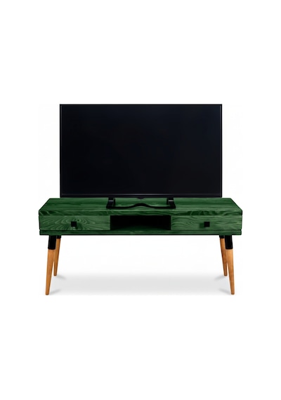 Masif Ahşap Tv Ünitesi 120 Cm İskandinav Stil, Doğal, 2 Çekmeceli Ve 1 Raflı Modest Tv-120 Ye Yeşil - Ahşap Masif Ahşap Tv Ünitesi 120 Cm İskandinav Stil, Doğal, 2 Çekmeceli Ve 1 Raflı Modest Tv-120 Ye Yeşil - Ahşap