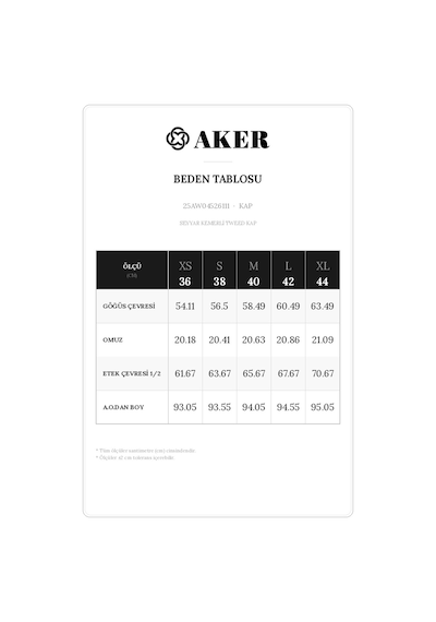 Aker Seyyar Kemerli Tweed Kap Siyah Siyah