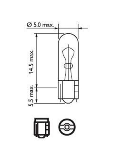 Philips W1.2W Tip - 1.2Watt Küçük Dipsiz Ampul Seti 12516 B2