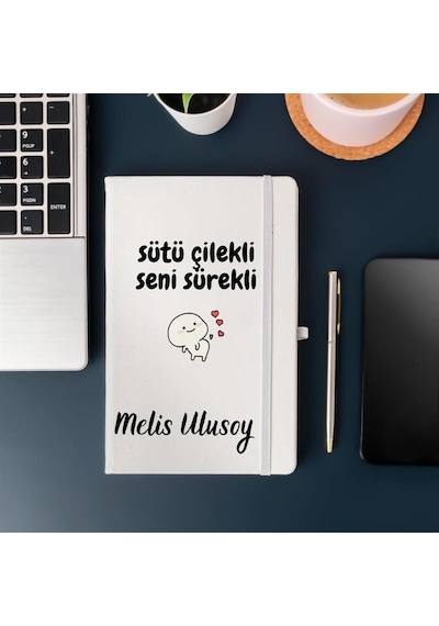 Kişiye Özel Sütü Çilekli Seni Sürekli Tasarımlı Defter