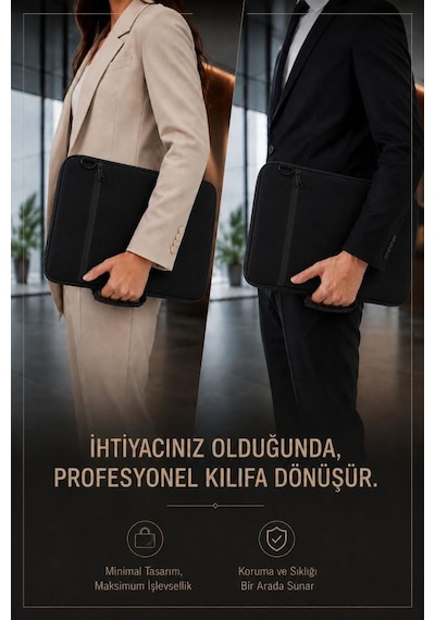 Classone 3in1 Serisi Xyz140 13,14 İnch Uyumlu Tablet, Laptop El Ve Omuz Çantası Siyah