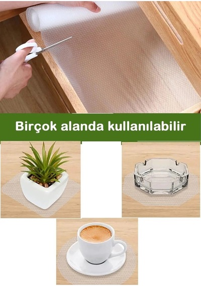 Mutfak Kaydırmaz Şeffaf Raflık Kaymaz Dolap Içi Çekmece Örtüsü Pvc 45x300 Cm Koruyucu Eva Kalın