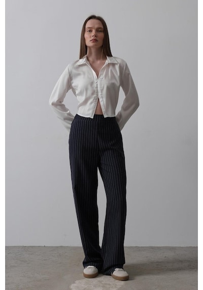 Moderie Butik Beli Yarım Lastikli Palazzo Pantolon - Lacivert-beyaz Lacivert - Beyaz Moderie Butik Beli Yarım Lastikli Palazzo Pantolon - Lacivert-beyaz Lacivert - Beyaz