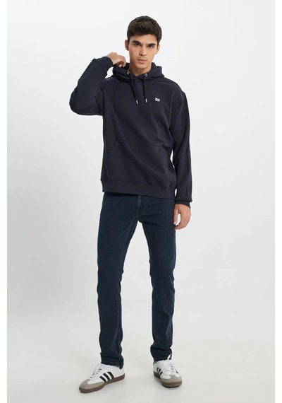 Lee Regular Fit Normal Kesim Pamuk Kapüşonlu Şardonlu Sweatshirt - L80yry Siyah