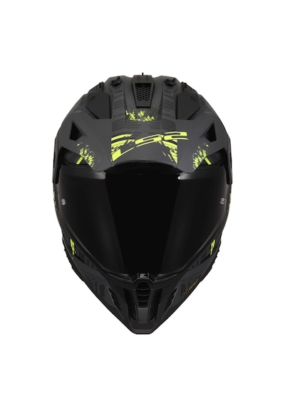 Ls2 Pıoneer 2 Crazy Mat Siyah-gri-neon Sarı Kask Siyah Vizör Mat Sıyah-neon Sarı
