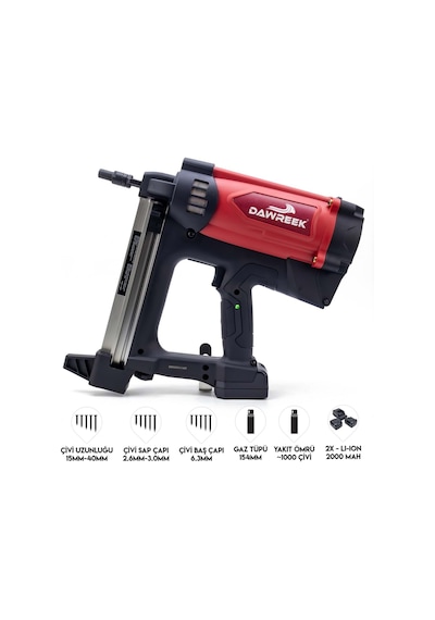 Dawreek BT0249 Çivi Tabancası Gazlı MW50 Gazlı + Batarya