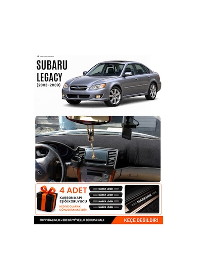 Subaru Legacy 2003-2009 Uyumlu Torpido Koruma, Torpido Örtüsü, Torpido Kılıfı - Siyah Gri