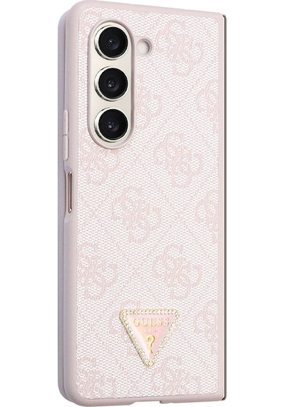 Galaxy Z Fold 5 Uyumlu Kılıf Guess Lisanslı Pu Deri Taşlı Üçgen Logo 4g Desenli Strass Siyah