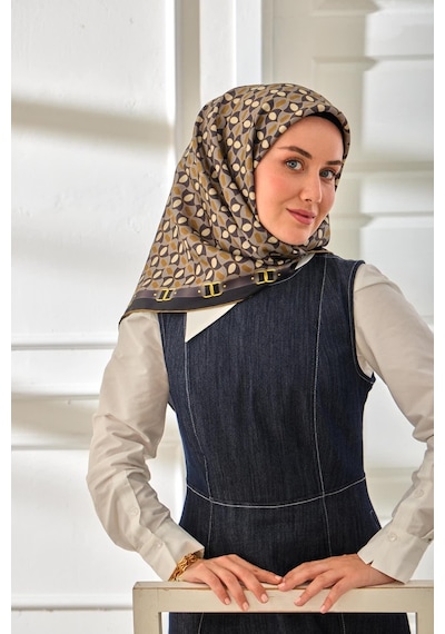 Silk Home Twill İpek Eşarp 11481-33 Antrasit, Haki, Gri, Gümüş