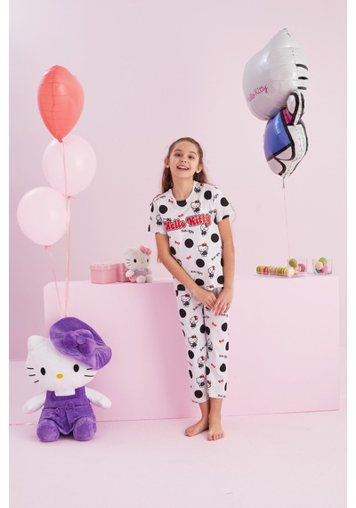 Siyah İnci Lisanslı %100 Pamuk Çok Renkli Bisklet Yaka Pijama Takım Hk014 Gri