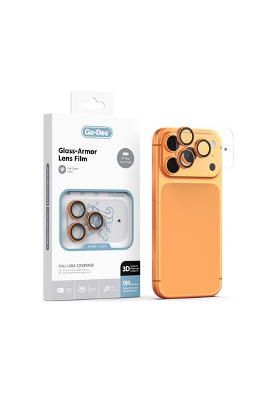İphone 17 Pro Uyumlu Go Des Fc011 Glass Armor Serisi Kamera Lens Koruyucu Turuncu
