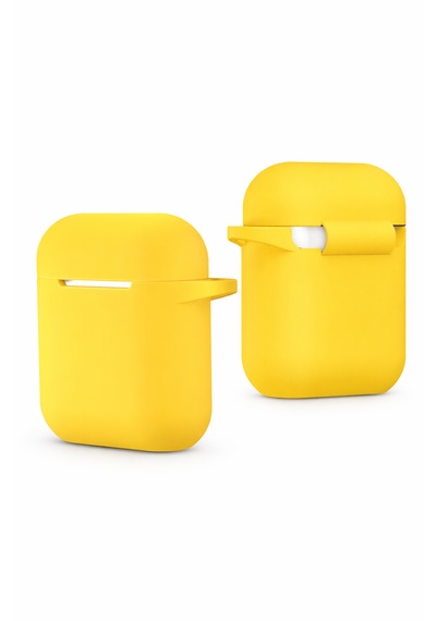 Apple Uyumlu AirPods Silikon Kılıf 1 Ve 2 Nesil Koruma Kılıf Açık Sarı