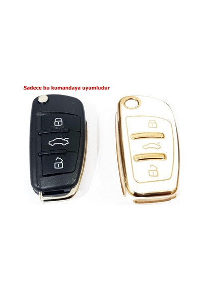Audi Uyumlu A3 A4 A6 Nano Anahtar Kumanda Kılıfı Oto Anahtarlık 3 Tuşlu Beyaz