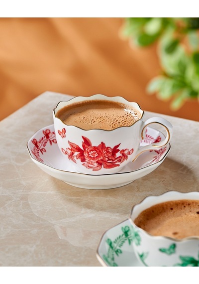 Kırmızı Porselen Kahve Fincan Seti 100 Ml