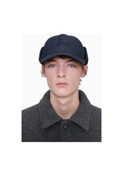 A.p.c Tommie Baseball Cap Yün Ve Denim Unisex Şapka Lacivert 56