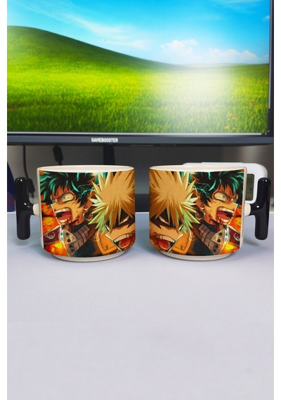 My Hero Academia Anime Baskılı Seramik Lüks Kupa 1 Adet T Şeklinde Özel Siyah Kulp Dalga Kulp V1t Çok Renkli