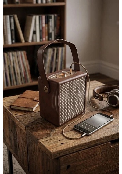 Dinleme Hediyelik Ev İçin Bluetooth Hoparlör Taşınabilir Speaker Wooden Case X2 Mavi
