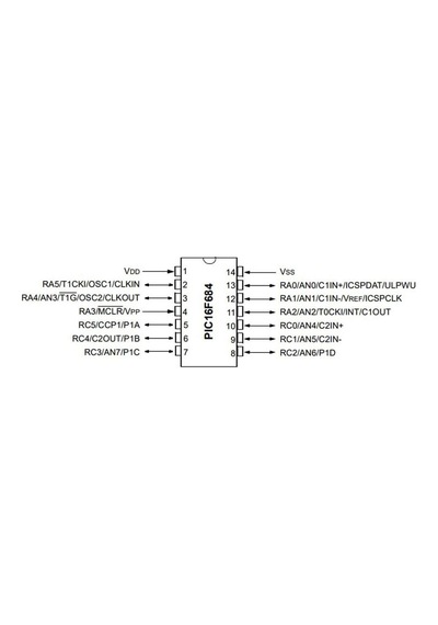 Pıc16F684 I/P Pdıp-14 8-Bit 20 Mhz Mikrodenetleyici