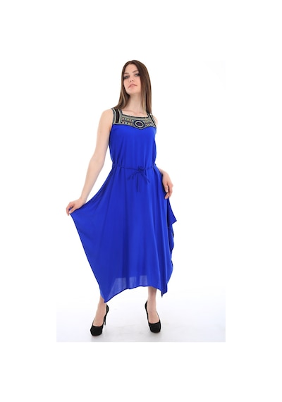 Bigdart 1512 Önü Nakışlı Elbise - Saks 001