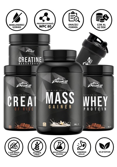 Hacim Paketi 5 - 1 Adet Mass Gainer 3 Kg Vanilya + 1 Adet Cream Of Rice 1 Kg Çikolata + 1 Adet Kreatin Monohidrat 300 Gr Aromasız + 1 Adet Whey Protein 500 Gr Çikolata + 1 Adet Shaker Hacim Paketi 5 - 1 Adet Mass Gainer 3 Kg Vanilya + 1 Adet Cream Of Rice 1 Kg Çikolata + 1 Adet Kreatin Monohidrat 300 Gr Aromasız + 1 Adet Whey Protein 500 Gr Çikolata + 1 Adet Shaker