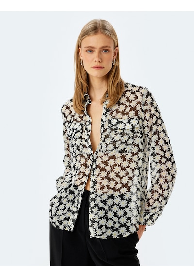 Koton Uzun Kollu Cepli Yarı Transparan Oversize Çiçekli Gömlek Siyah Desenli 5sak60232uw Siyah Desenli Koton Uzun Kollu Cepli Yarı Transparan Oversize Çiçekli Gömlek Siyah Desenli 5sak60232uw Siyah Desenli