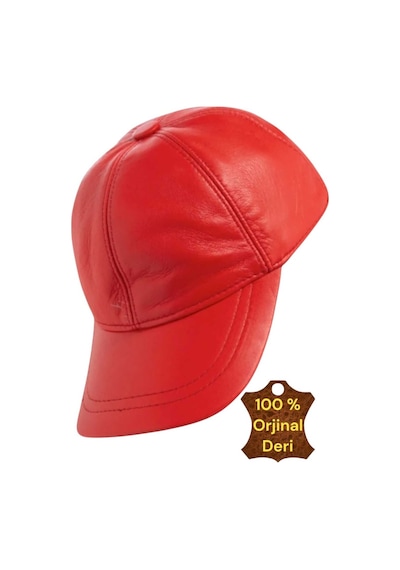Unisex %100 Deri Arkadan Ayarlanabilir Baseball Kep Şapka Kırmızı