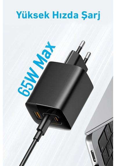 65w Gan Hızlı Şarj Adaptörü 1xusb Pd Qc3.0 2xtype-c Laptop