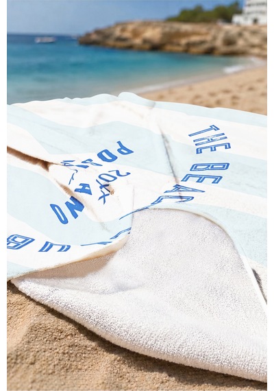 Çizgili Blue Blanc Plaj Havlusu - Akdeniz İtalyan Stil Mavi Beyaz Hızlı Kuruyan Mikrofiber Havlu Çok Renkli
