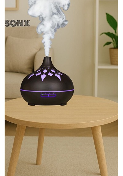 Sonx Aroma Difüzör Gece Işığı 7 Led Desenli Nemlendirici Kumandalı Buhar Makinesi 550 Ml