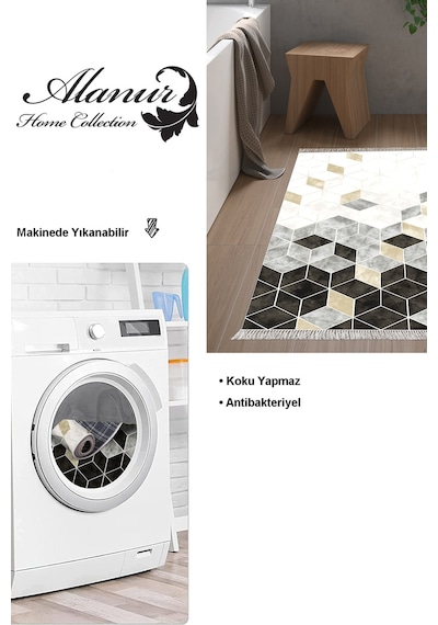 Dekoreko Kaymaz Taban Djt Banyo Halısı Star Pamuk Saçaklı Iskandinav 2146m krem