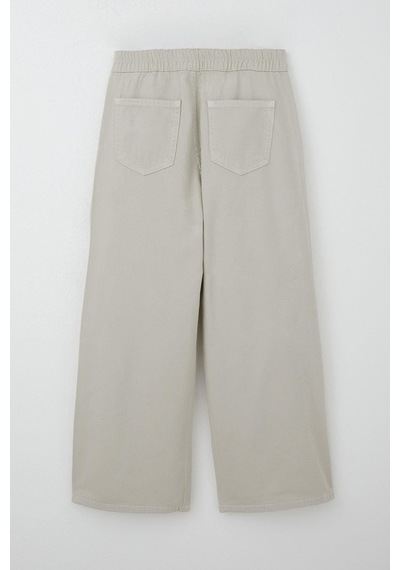 Breeze Kız Çocuk Gabardin Pantolon Geniş Paça Beli Lastikli 5-9 Yaş, Taş Taş