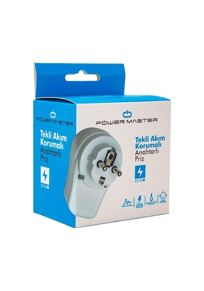 Anahtarlı Akım Korumalı Tekli Priz 10 Amper - 2510 Watt, , Bilgisayar, Buzdolabı, Televizyon, Çamaşır Makinesi, 5 Adet
