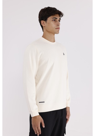 Rowinger Modal Karışımlı Yumuşak Dokulu Rahat Kalıp Esnek Kullanım Sunan Sweatshirt Ecru