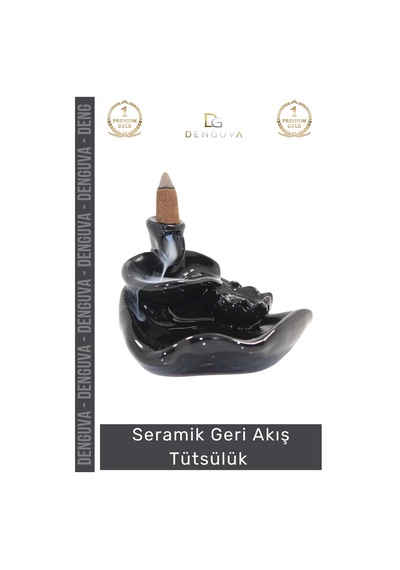 Tütsülük İthal Seramik Geri Akışlı Dekoratif Şık Hediyelik Aromatik Oda Kokusu Biblo 10 12 Cm