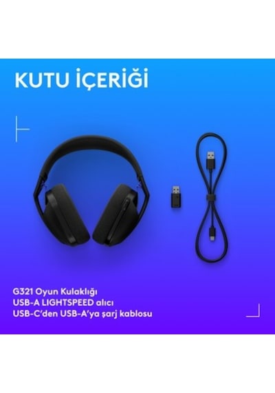 Logitech G G321 Lıghtspeed Bluetooth Kablosuz Hafif Konforlu Mikrofonlu Oyuncu Kulaklığı,