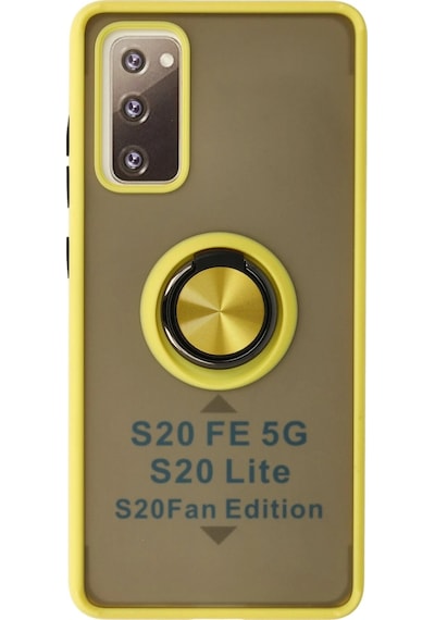 Ilkeshop Newface Samsung Galaxy Uyumlu S20 Fe Kılıf Montreal Yüzüklü Silikon Kapak - Sarı