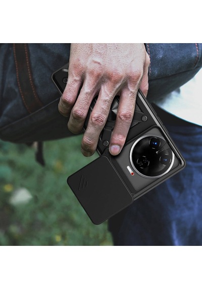 Tecno Camon 30 Pro 5g Kılıf Sürgülü Kamera Koruyucu Manyetik Standlı Tank Koruma Ata Pro Tech Mavi