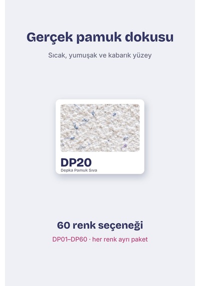 Depka Pamuk Sıva Dp20 2 Kg 7-8 M² İpek Sıva Alternatifi Isı Ve Ses Yalıtımlı Dekoratif Sıva