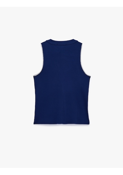 Koton Slim Fit Dikiş Detaylı Viskon Bağlamalı Yaka Kolsuz Bluz Lacivert 6sal30152ık Koton Slim Fit Dikiş Detaylı Viskon Bağlamalı Yaka Kolsuz Bluz Lacivert 6sal30152ık