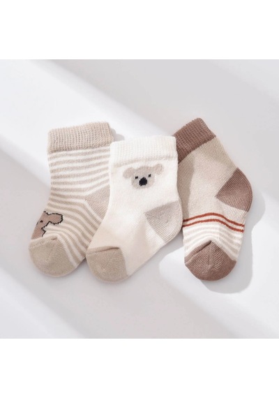 Step Bibaby Biorganic Koala Erkek 3'lü Çorap 68449 Bej 001