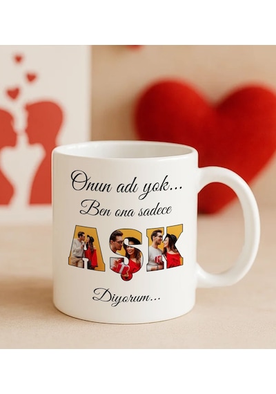 Bk Gift Kişiye Özel Fotoğraflı Aşk Tasarımlı Beyaz Kupa Bardak-1, Arkadaşa Hediye, Sevgiliye Hediye, Doğum Günü Hediyesi Kobitmeyencom34663 Bk Gift