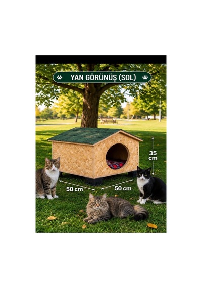 Kedi Evi Kedi Yuvası Kedi Barınağı 3 Kedilik Isı Ve Su Yalıtımlı
