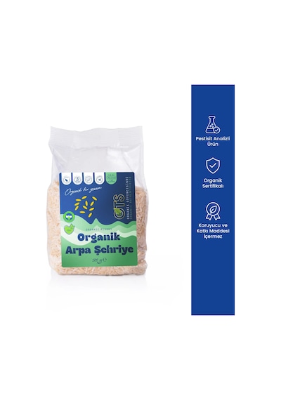 Ots Organik Arpa Şehriye 500 gr (Organik Sertifikalı, Pestisit Analizli)