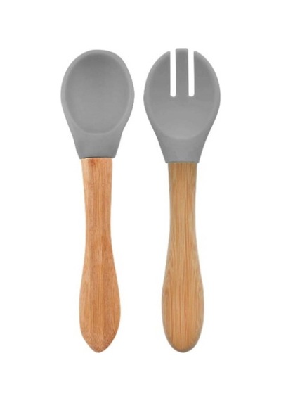 Mama Kaşığı Ve Çatal Seti Powder Grey